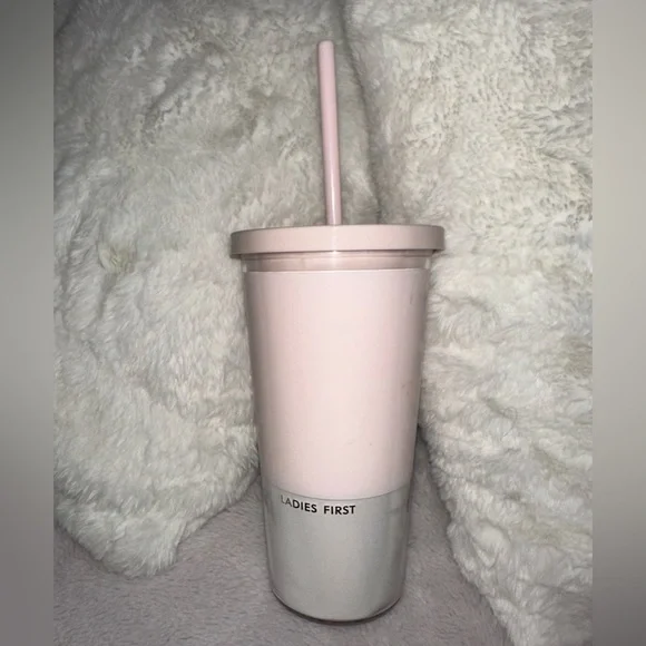 Kate Spade “Ladies First” Pink Tumbler Water Bottle With Straw and a Lid! - Picture 7 of 7